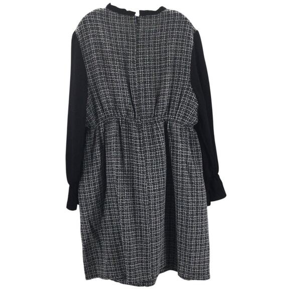BLOOMCHIC 22-24 3X Plus Patchwork Frill Trim Mock Neck Tweed Knee Dress NWT B43 - Picture 4 of 10